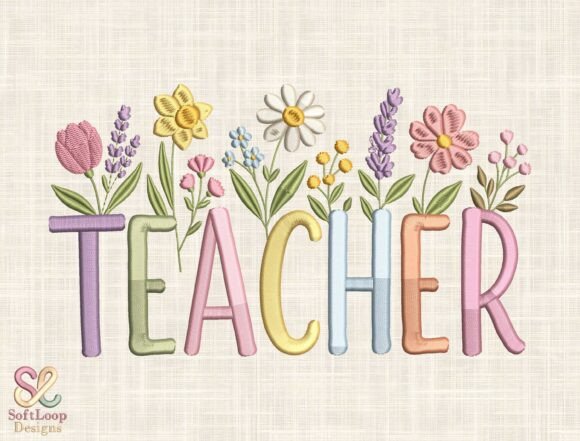 Download TEACHER Floral Embroidery Design - Floral embroidery Collection