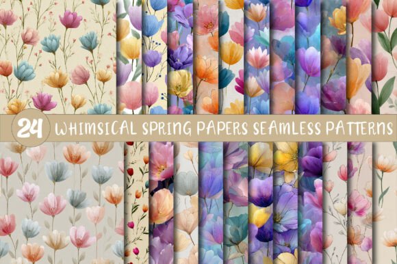 Download Whimsical Spring Papers Seamless Pattern - Spring papers Collection