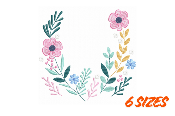 Download Floral Embroidery Wreath Design File Set - Floral embroidery Collection