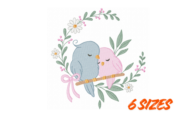 Download Love Birds Floral Embroidery Design - Floral embroidery Collection