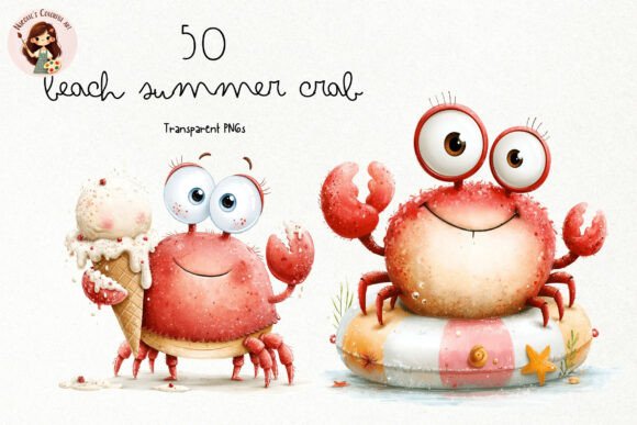 Download Cute Beach Crab PNG Clipart Bundle - Beach Collection