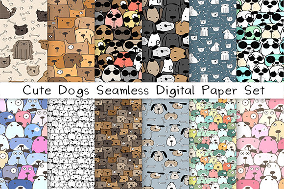 Download Cute Dog Seamless Digital Paper Set - Digital paper set Collection