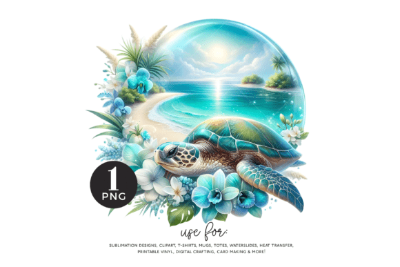 Download Floral Beach Turtle PNG, Sea Turtle - Beach Collection
