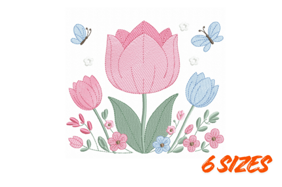 Download Tulip Floral Embroidery Design File Set - Premium Resources
