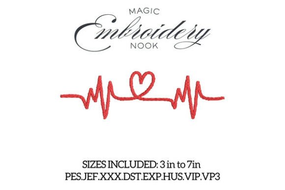 Download Heartbeat Heart Digital Embroidery - Digital embroidery Collection