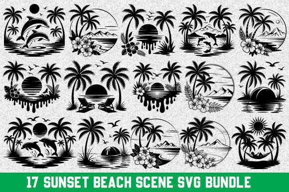 Download Sunset Beach Svg Bundle, Beach Scene Svg - Beach Collection